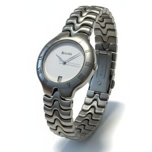 Bulova Ladies Silver Tone Quartz Watch Roman Numerals Stainless Steel